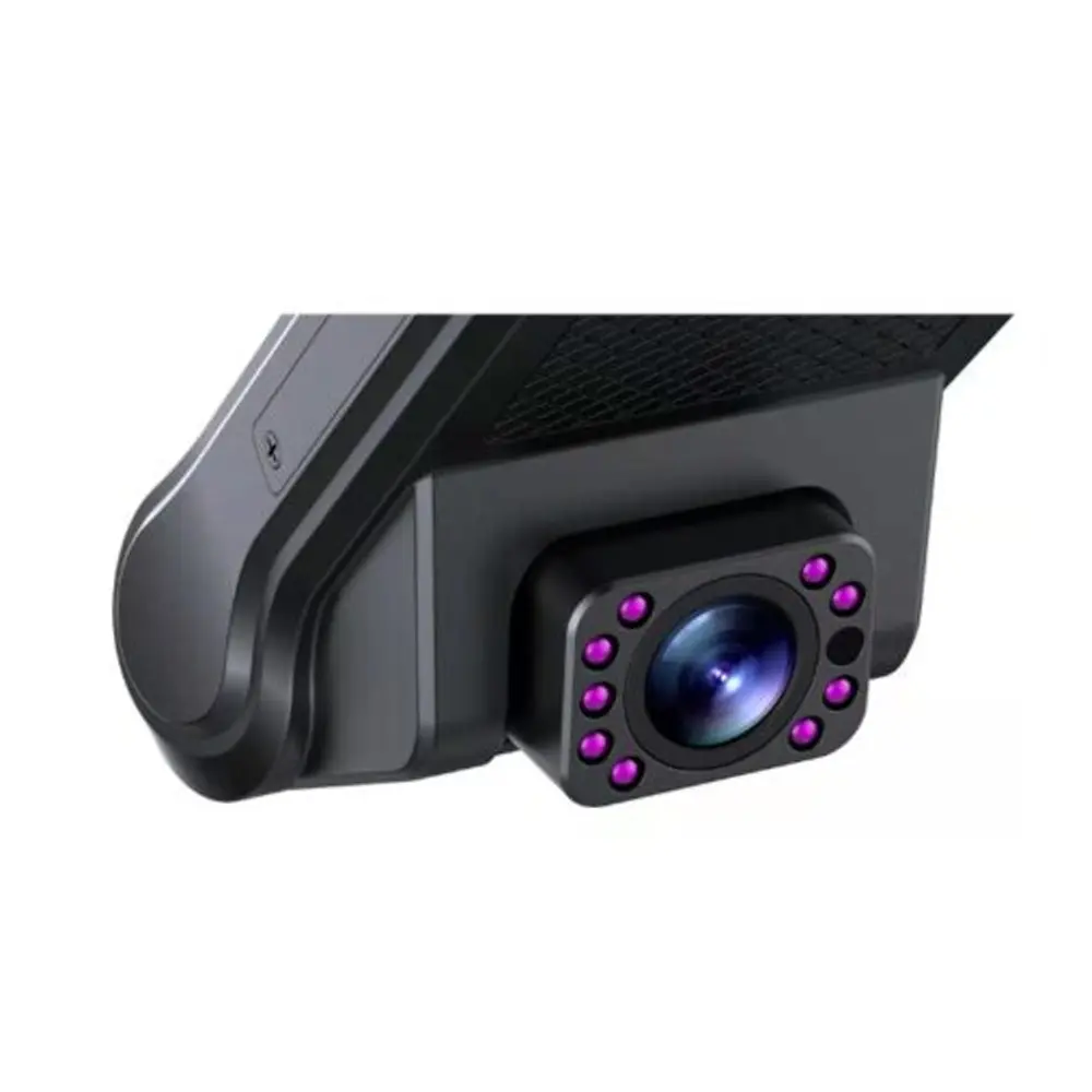 2 lens dashcam camera lens close-up with GPS tracking function