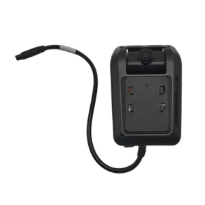 Dual lens GPS dashcam rear view with rear camera cable and mounting bracket