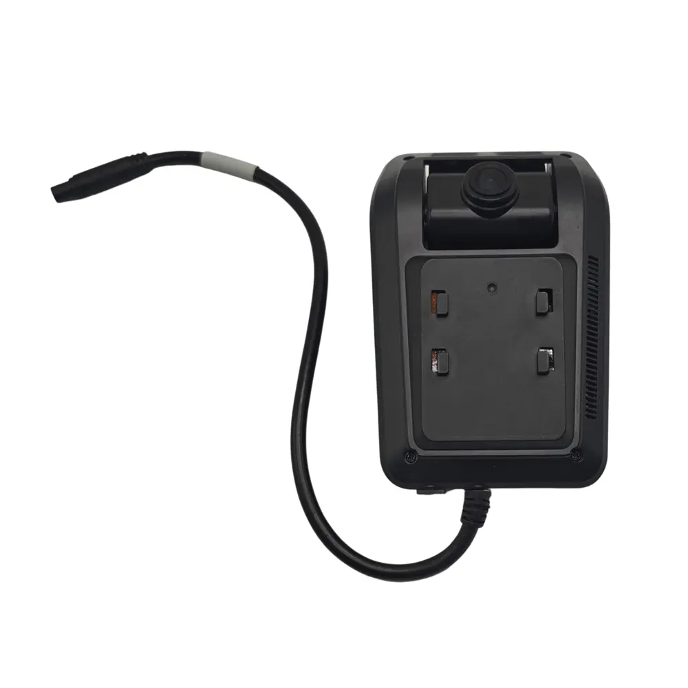 Dual lens GPS dashcam rear view with rear camera cable and mounting bracket