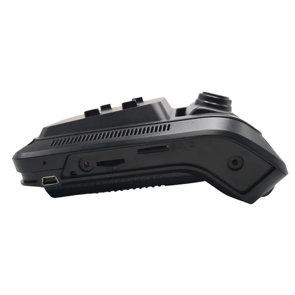 Side ports and connections on 2 lens GPS dashcam
