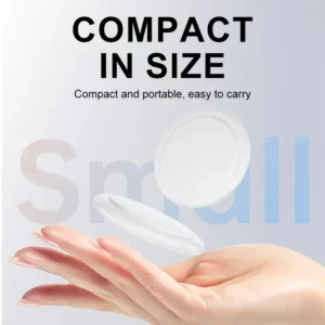 small white disc-shaped bluetooth tracker